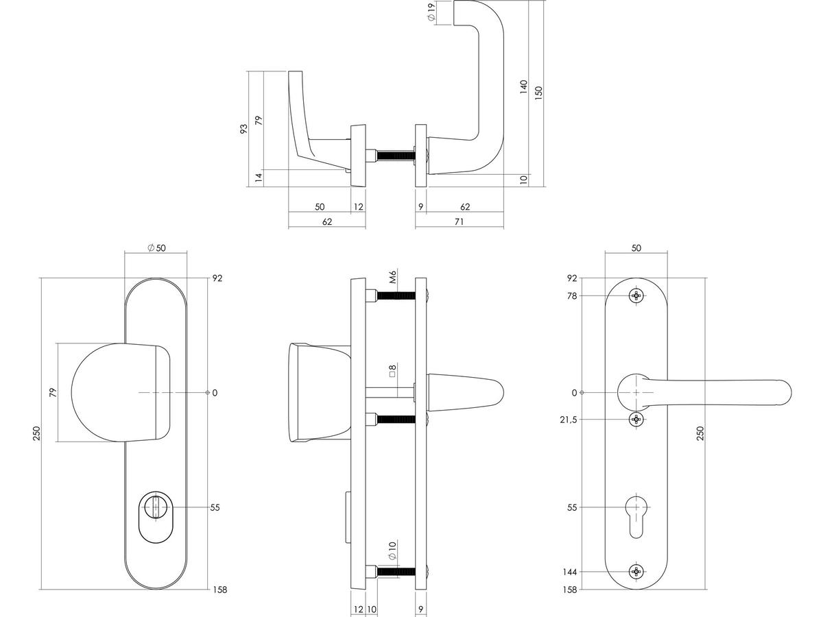 Intersteel Veiligheidsbeslag Ovaal Greep met Veerconstructie en Kerntrekbeveiliging - 250 x 50 mm - Rond - SKG3