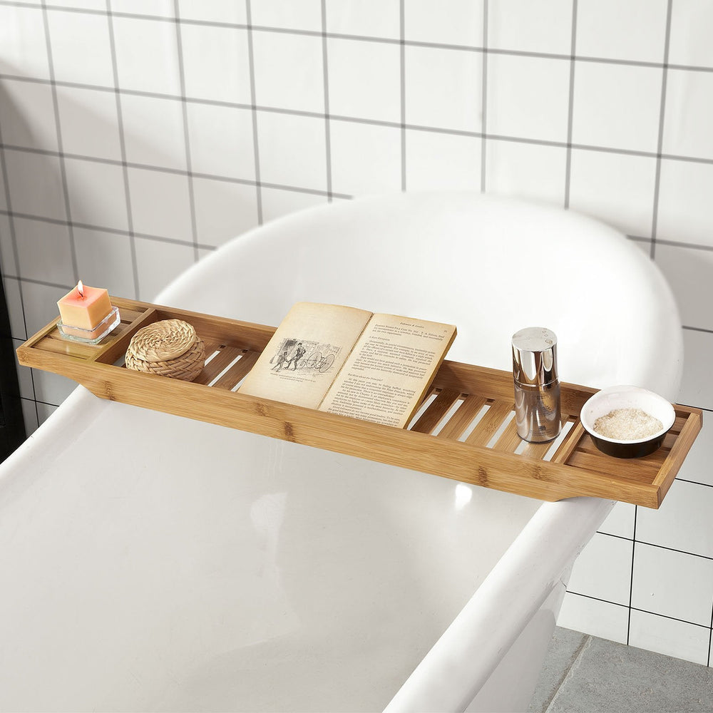 SoBuy Badplank van Bamboe – 80 cm – Massief Hout, Multifunctioneel voor Badkamer, Keuken of Woonkamer – Naturel