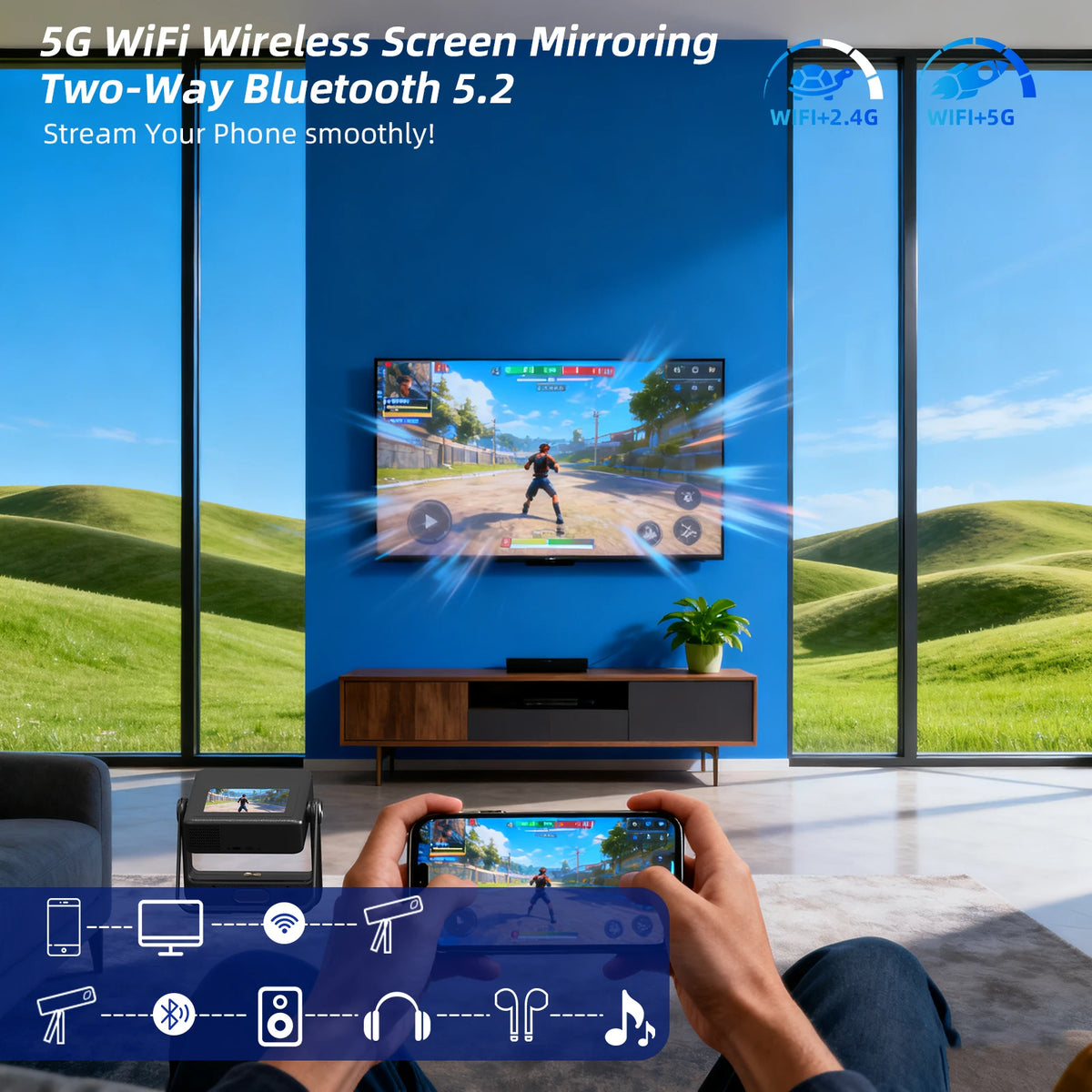 [Reusachtig projectie-effect van 300 inch] XBJ outdoor-beamer met touchpad - 300-inch reusachtig scherm voor thuisbioscoop