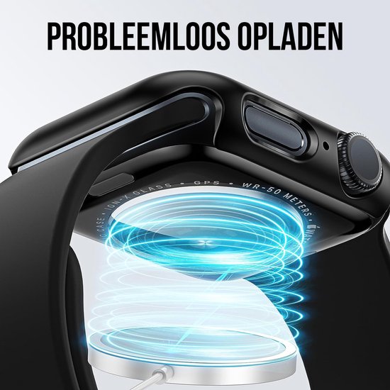 Hoesje geschikt voor Apple Watch Series 4 / 5 / 6 / SE - 40 mm Screen Protector - 2 Stuks - Full Cover Hard Case - Zwart