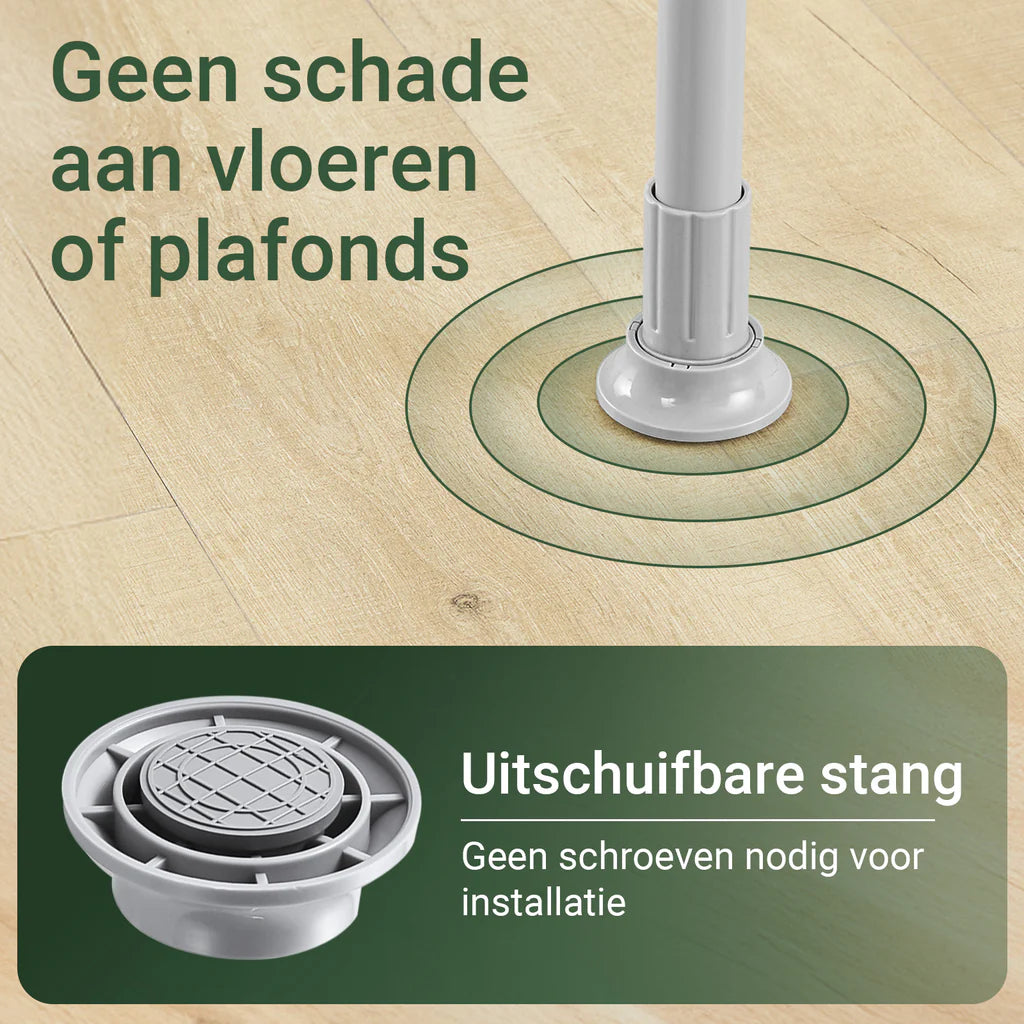 SoBuy KLS04-II-HG Telescoopstang Kledingrek met 5 Kledingstangen en 2 Manden