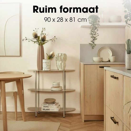 Mica Decorations Wandrek – Opbergrek en Metalen Wandrek voor Decoratie Woonkamer – Geschikt voor Planten en Accessoires – Stevig Rek van IJzer – 90 x 28 x 81 cm – Off-white