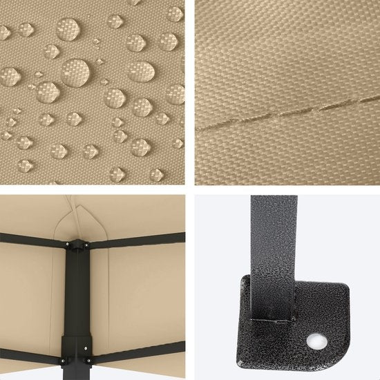 LifeGoods Partytent - Paviljoen - EasyUp - Opvouwbaar - Waterdicht - Met Draagtas met wieltjes - 440 x 297 cm - Beige