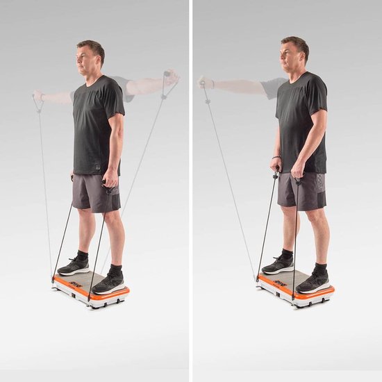 Vibro Shaper - trilplaat met oscillatietechnologie verstevigt het lichaam - powerplate belast alle spiergroepen - inclusief power stretchbandjes