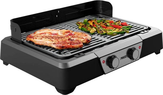 Princess BBQ Tafel Grill 112254 - Zwart - Regelbare thermostaat - Tafel BBQ - Grill apparaat - Groot bakoppervlak - 2000W
