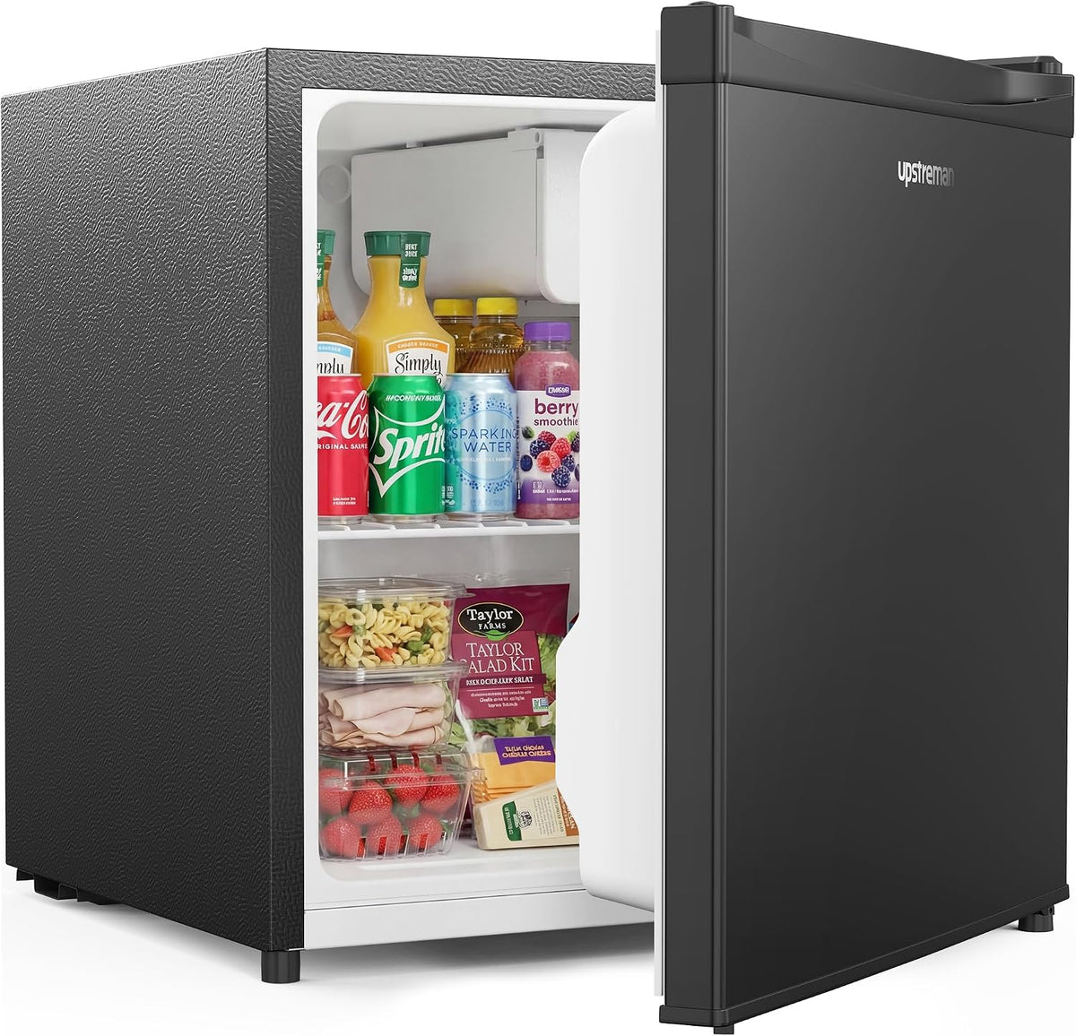 Upstreman Mini-Koelkast Met Vriesvak FR17 – 46 Liter – 41 dB Stil – Zwart – Metaal