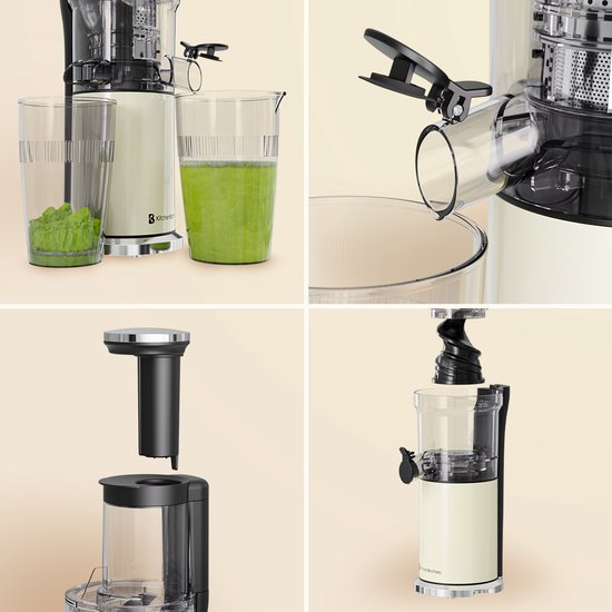 KitchenBrothers Slowjuicer - Verticaal - Juicer - Groenten en Fruitpers - 80 mm - 750 ml - Champagne