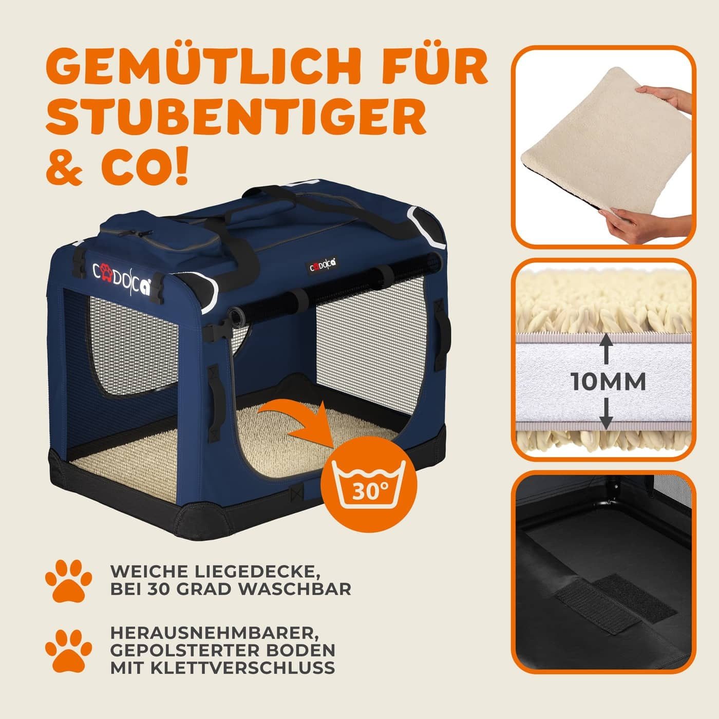 Cadoca Honden & Katten Reismand M - 60x43x45cm - Marine Blauw