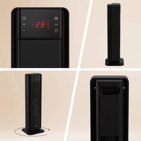 Auronic Elektrische Kachel - Keramische Kachel - Toren Kachel - 2000W Heater - Zwart