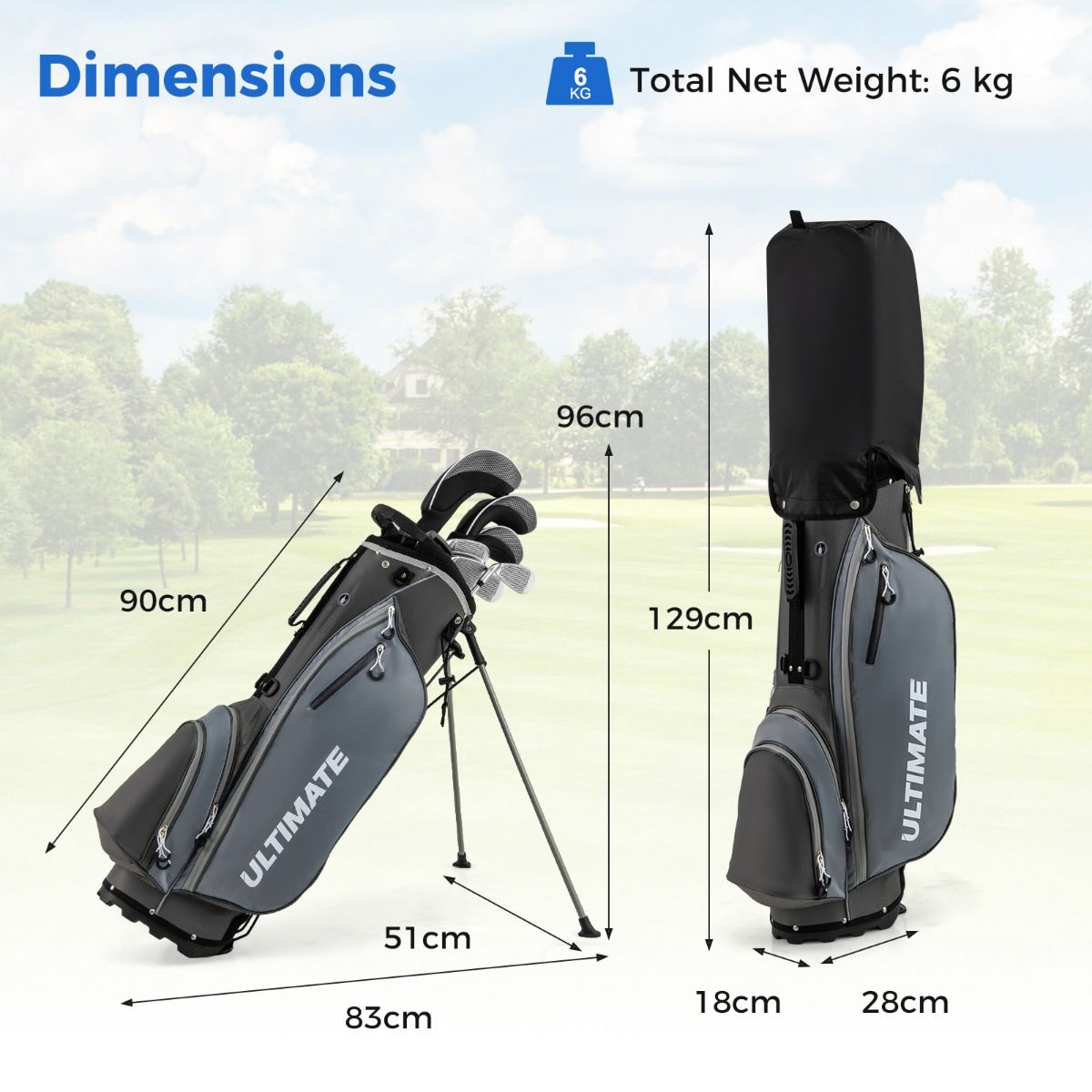 Coast Heren Golfset - 9-delig - Rechtshandig - Inclusief regenhoes - Grijs