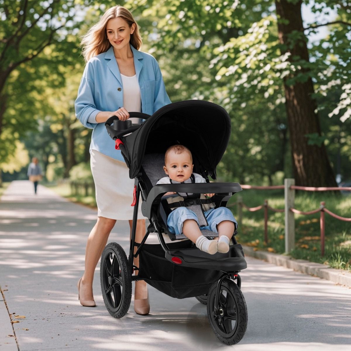 Coast Joggingbuggy - Opvouwbare kinderwagen - Verstelbare zonnekap - Kantelbare zitting - Zwart