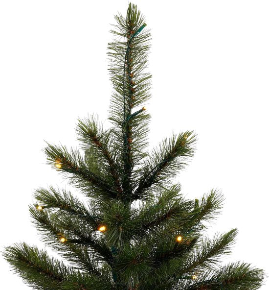 Triumph Tree Bristlecone Kunstkerstboom - Kerstboom met Verlichting en 240 LED Lampjes - Kunstboom met Scharnierconstructie - H215 x Ø127 cm - Donkergroen - Voor Binnen