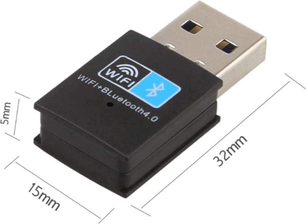 Techvavo® Draadloze USB WiFi Bluetooth Adapter - Draadloze Dongle USB2.0 WiFi BT4.0 Adapter