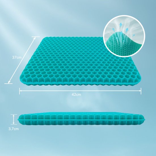 Dreamolino Soft Sitter Zitkussen - 2 Stuks – Comfortabel Gel‑Kussen met Ademend Honingraat‑Design – Drukverdelend & Atmend – Voor Stoel, Auto, Bureaustoel & Outdoor – 42×37×3,5 cm