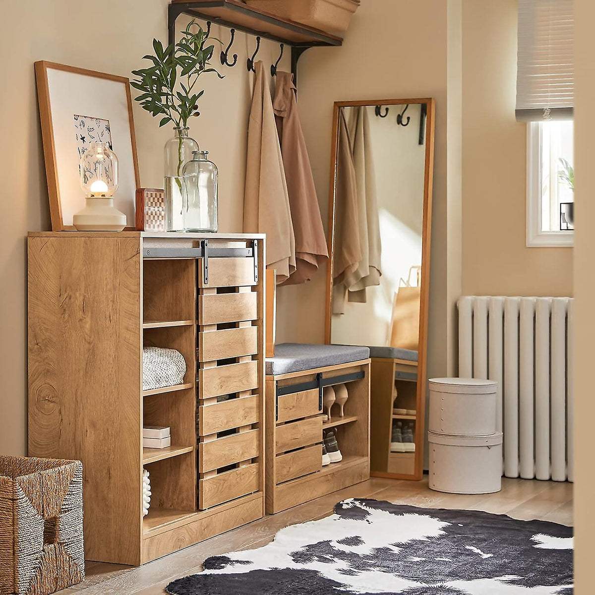SoBuy Schoenenbank - FSR120-N - Spaanplaat - Max. 150kg - 80x35x48cm - Bruin & Grijs
