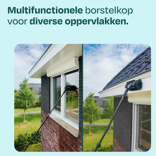 VONROC PRO 3K Full Carbon Telescopische Wasborstel – 6,5 m - Incl. 5-vlaks borstelkop, 9m waterslang en zeepdispenser