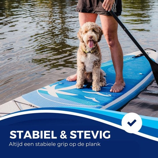 Supper Sup Board XL - Max. 180KG - Opblaasbaar – Verstelbare Peddel – Waterdicht Telefoonhoesje – Zitje – Pomp – Vin – Leash – Draagtas – 335 x 81 cm