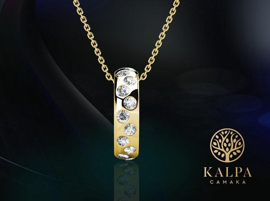 Yolora Dames Ketting met Hanger - Kalpa Camaka Kristallen - Goudkleurig - 18K Geelgoud Verguld - Vrouwen Collier Goud - Sieraden - Halsketting - Luxe Giftbox - Geschenkdoos - Cadeau doos - Exclusieve Geschenkverpakking - Mooie Cadeauverpakking