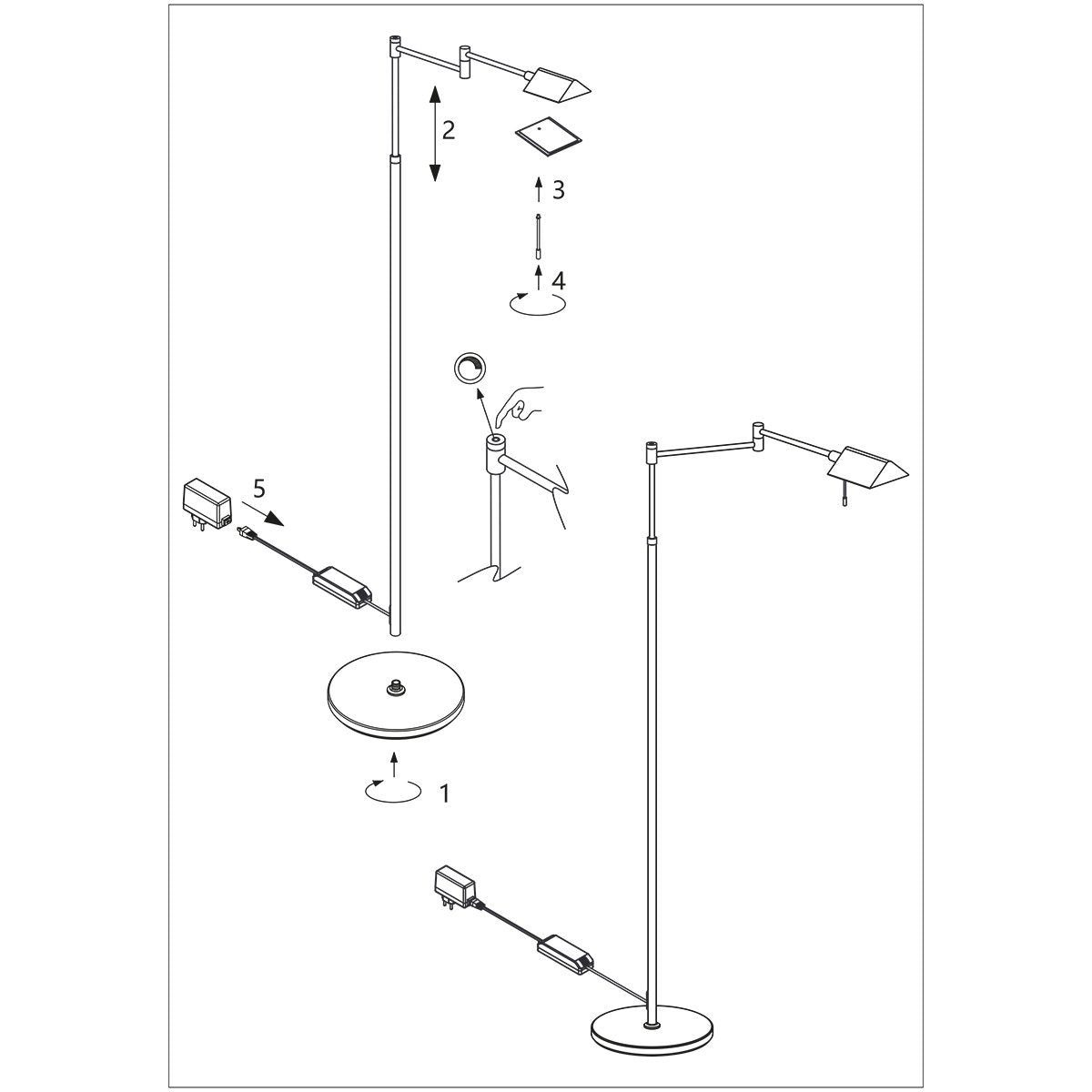 Steinhauer - vloerlamp - Retina - staal - glas metaal - design lamp - LED - 3083ST