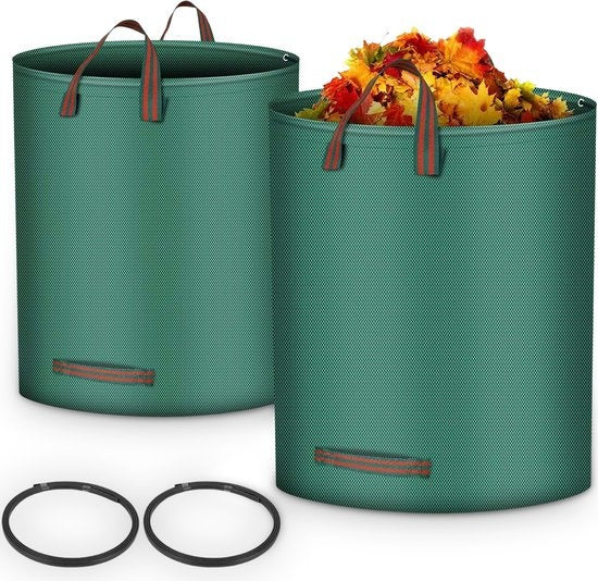 Goliving Tuinafvalzak - Set van 2- Tuinafvalzakken opvouwbaar - Tuinzak - Tuinafvalemmer - 2x 280 liter - Groen