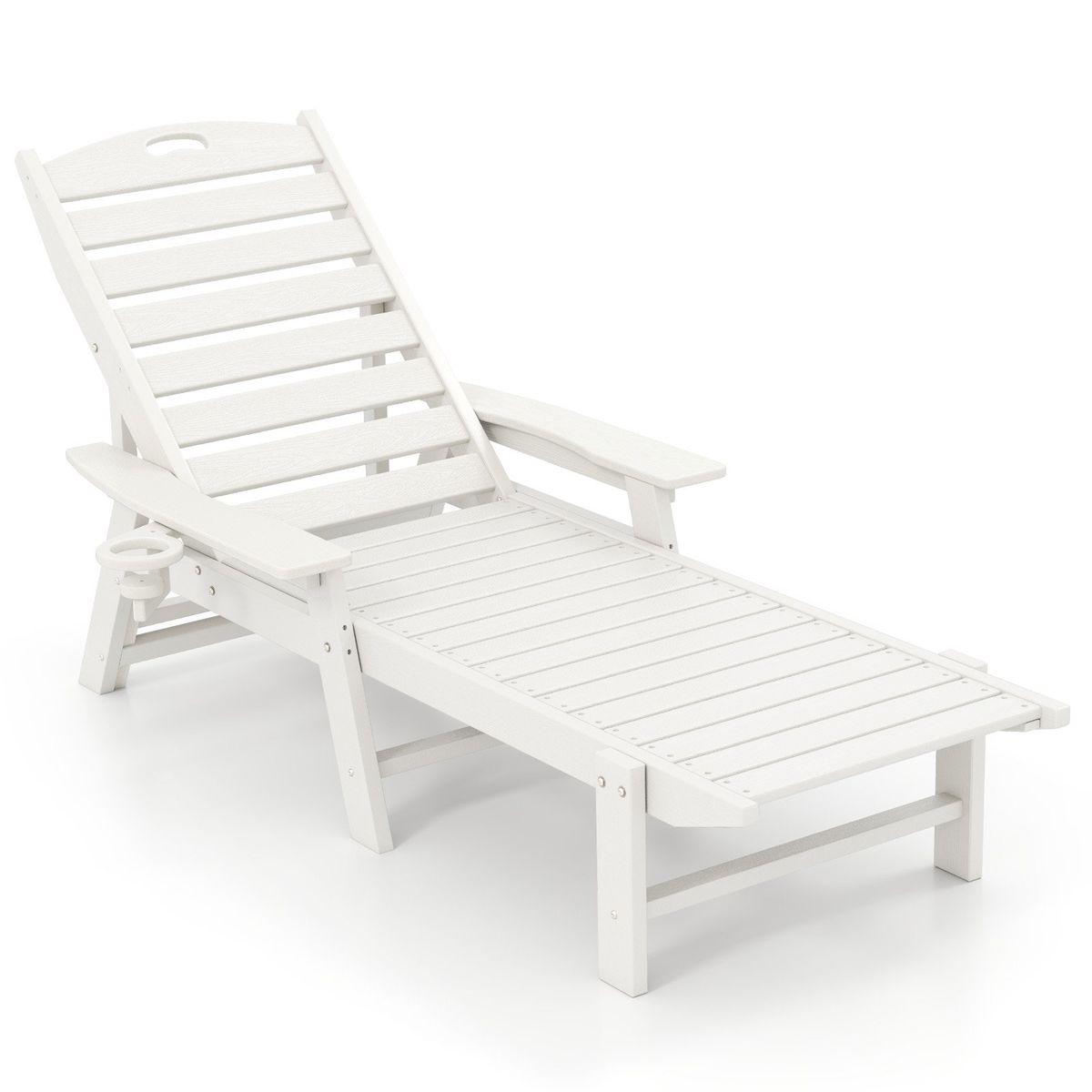 Coast Tuinligstoel - 4-voudig verstelbare rugleuning - draaibare bekerhouder - wit