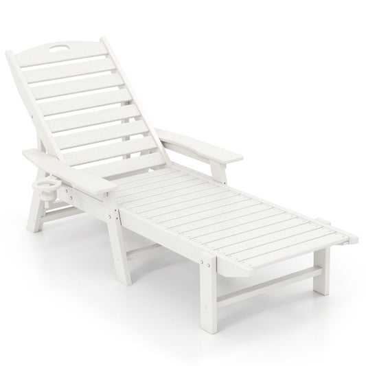 Coast Tuinligstoel - 4-voudig verstelbare rugleuning - draaibare bekerhouder - wit