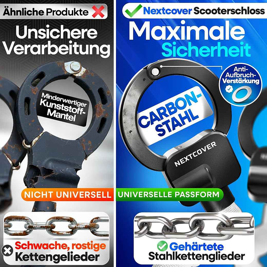 NEXTCOVER E-Scooter Slot - Kettingslot - 90 cm - Steel-Secure - 3 Sleutels