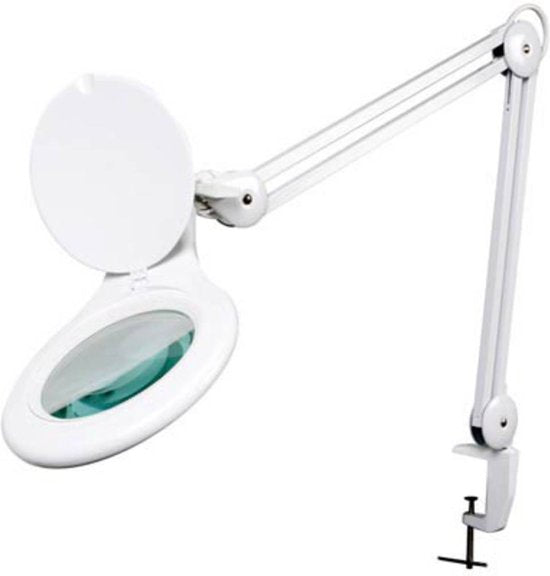 Velleman Ledloeplamp met klem, zwenkarm, aan/uit-schakelaar, 48 leds, vergroting 2.25x, voor kinderen, volwassenen, senioren, lezen, diamond painting, hobby, werken, wit