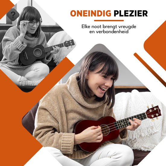 Finesse Ukelele - Starterset - 21" - Ukulele - Kind - Muziekinstrument - Bordeaux
