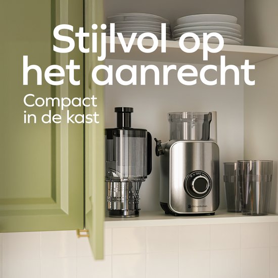 KitchenBrothers Slowjuicer - Verticaal - Juicer - Groenten en Fruitpers - 126 mm - 750 ml - Grijs