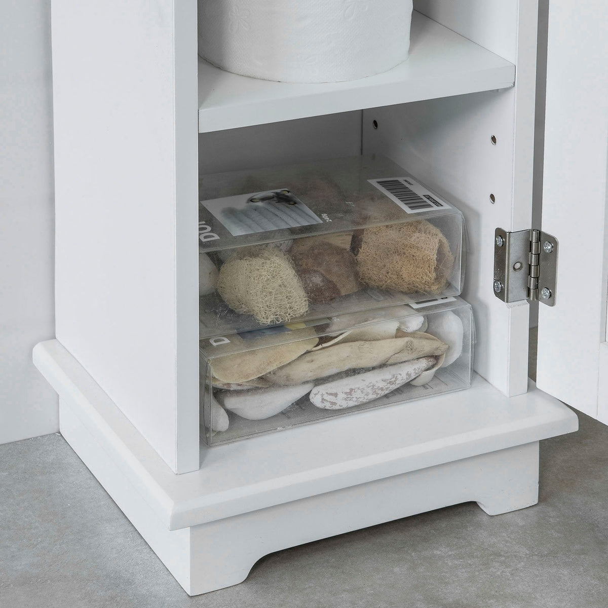 SoBuy Toiletkast met WC-Rolhouder - Wit - 20x100x18 cm