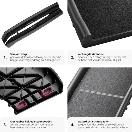 tectake® - Hondenloopplank Paw Step - Loopplank Hondentrap - Trap Hond - inklapbaar en antislip, tot 90kg