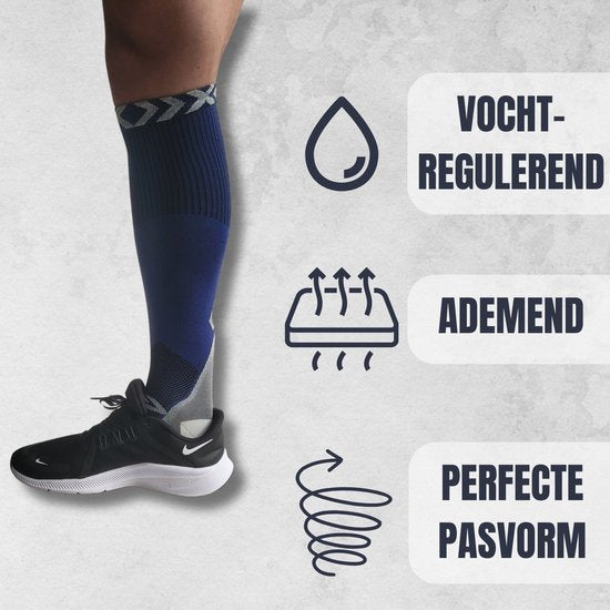 Sandside Steunkousen Compressie Sokken - Compressiekousen - Hardloopsokken - Premium Actief - Donkerblauw - Maat 36-40 S/M -2 Paar