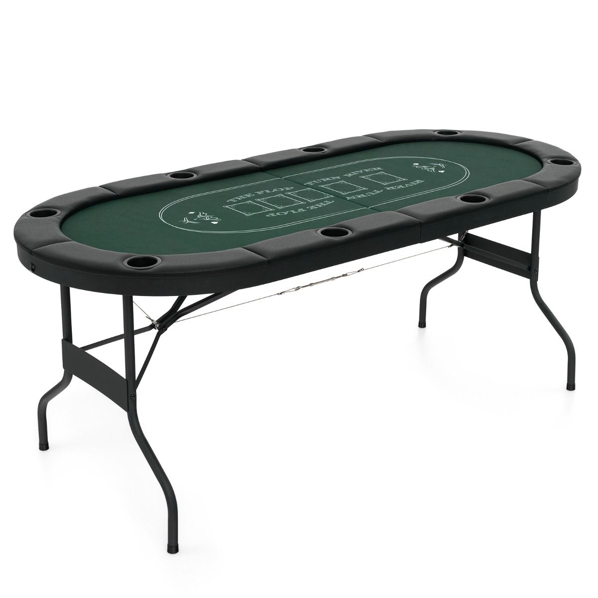 Coast Opvouwbare Pokertafel - Voor 8 Spelers, Gevoerde Armsteun & Bekerhouders - LxBxH - MDF/Vinyl - Zwart