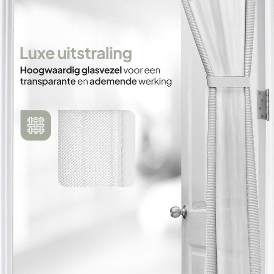 O'DADDY® Deurgordijn Deluxe FIBER - Magnetisch Vliegengordijn - Voor Nieuwbouw en Standaard Deuren - Eenvoudige Installatie - Deurhor Wit - 150x260 cm