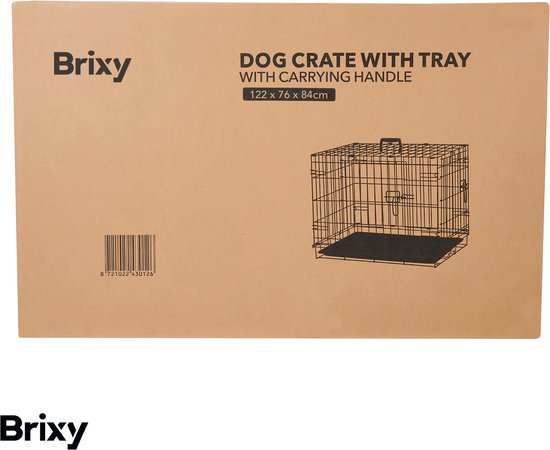 Brixy Hondenbench - Bench Voor Honden - Maat XXL - Opvouwbaar - 122 x 76 x 84 CM - 2 Deuren - Zwart