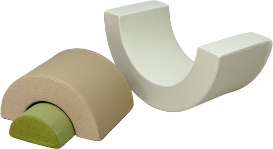 Sunny Seli Regenboog Foam Blokken – Zachte Klim- Stapel- en Speelblokken – Beige, Bruin en Groen – Softplay Foamblokken - Montessori Speelgoed – 3-delig - Vanaf 12 maanden - Veilig Spelen en Leren