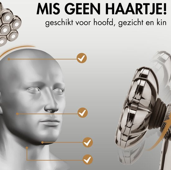 6-in-1 Scheerapparaat Mannen – Trimmer - Tondeuse - Sansbeauté® SkullSharp PRO MAX - Elektrisch Gezichts- & Hoofdscheerapparaat - Skull Shaver - Hoofd Kaal Scheren – Nat & Droog - Elektrisch