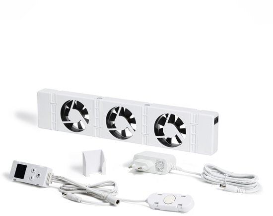 SpeedComfort Radiator Ventilator met Control Sensor - Mono Set (1x) - Sneller Verwarmen - Tot 22% Energiebesparing - Geschikt voor Warmtepomp - Meerdere Snelheden - Simpel te Plaatsen - Fluisterstil - Nederlands Product - Wit