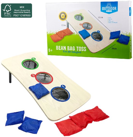 Outdoor Play pittenzak werpspel FSC houten speelgoed