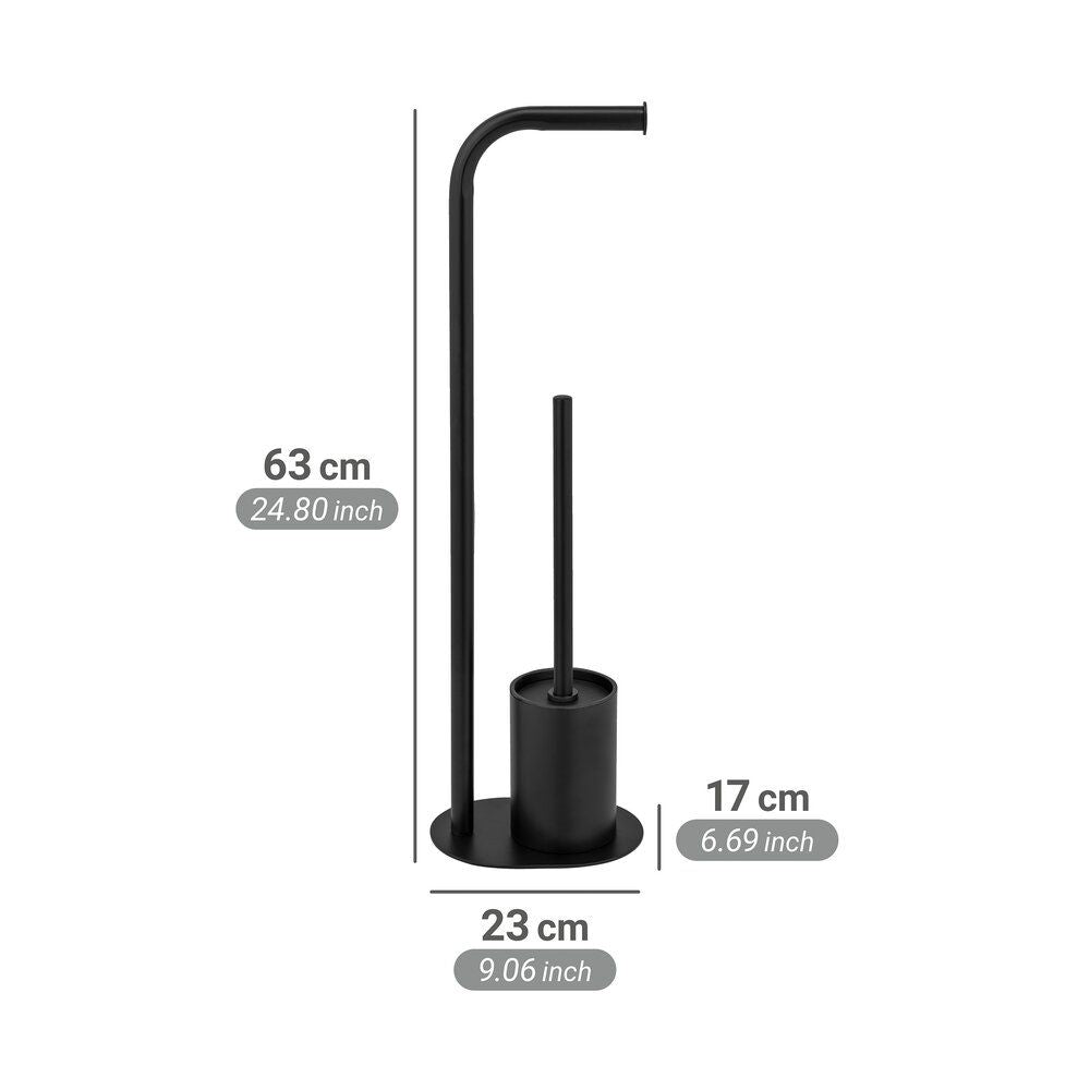 WENKO Levante WC-Garnituur Zwart - Staand - RVS - 23 x 63 x 17 cm