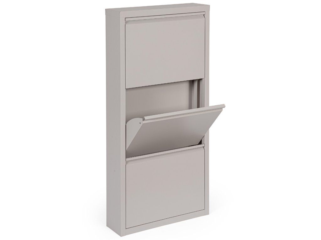 Bizzotto Eyvin Schoenenrek - 3 Vakken - Kantelbare Deuren - Metaal - 50x15x106 cm - Taupe