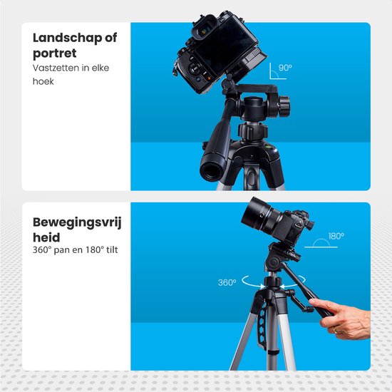 Auronic Statief - Camera - Telefoon - Iphone - Tripod met Smartphonehouder - Zilvergrijs