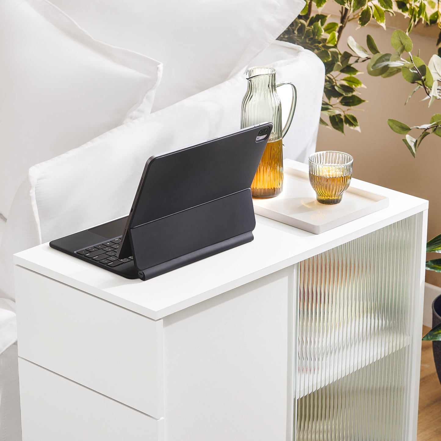 SoBuy Bijzetkastje met Wielen FBT141-W - 3 Laden - 70 x 35 x 61 cm - Wit