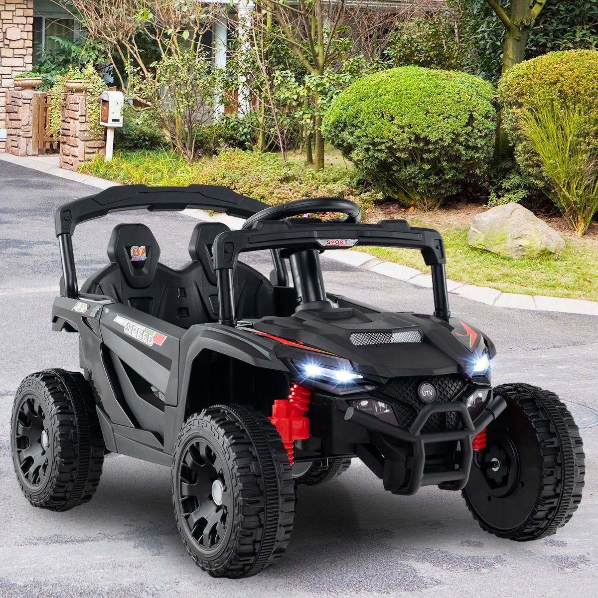 Coast Elektrische Kinderauto - 12V accu - afstandsbediening - zwarte UTV - geschikt vanaf 3 jaar