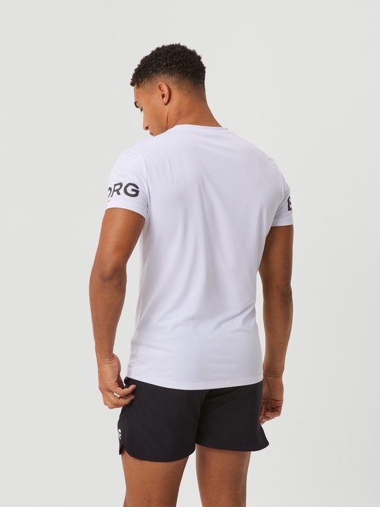 Björn Borg Sportshirt Heren Korte Mouw - Wit - Gerecycled Polyester - Maat L