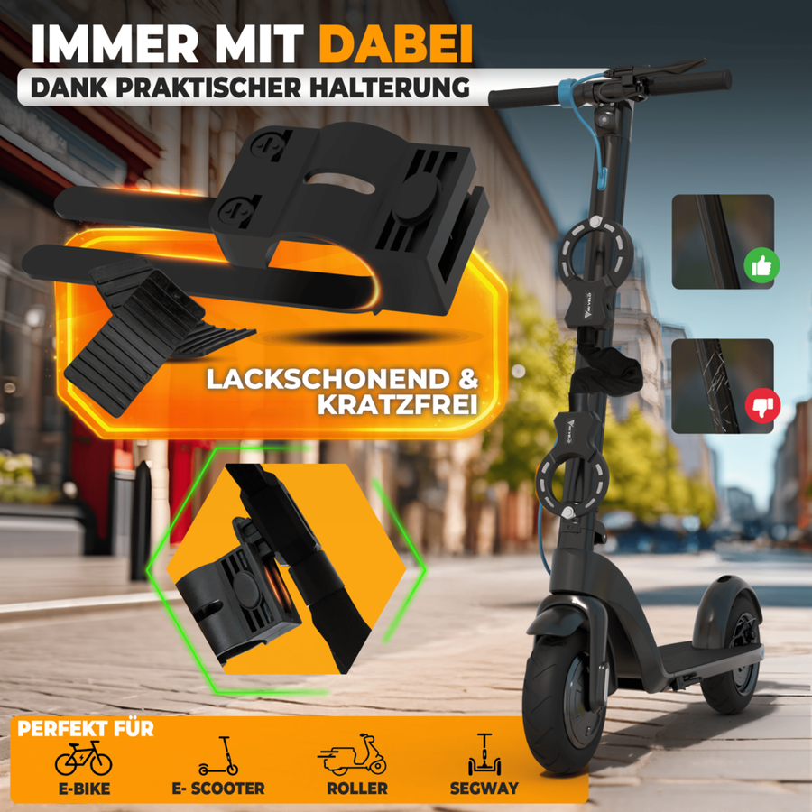Robuuste E-Scooter & Fietsslot met 14 mm Hardstalen Ketting – 60 cm – Handschoenslot – Inclusief Houder & 3 Sleutels