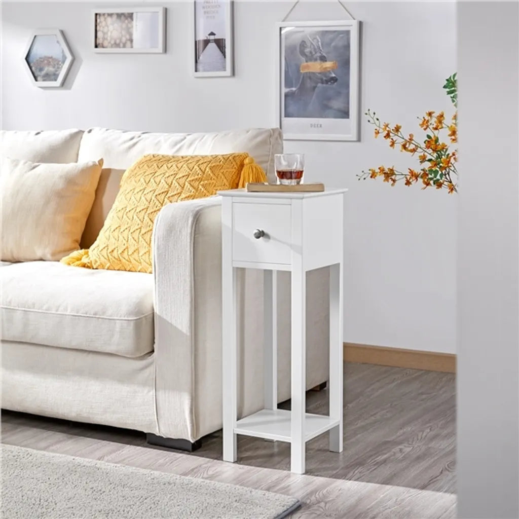Yaheetech Set van 2 Nachtkastjes met Lade en Open Vak - Wit - 25 x 25 x 70 cm