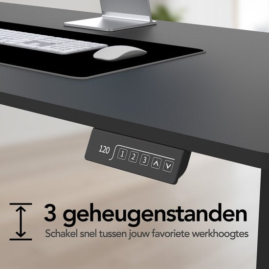 Infinity Goods Zit Sta Bureau Elektrisch Verstelbaar - 140 x 60 CM - Geheugenfunctie - Zwart