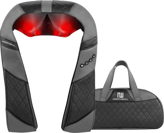 Northwall Shiatsu Massagekussen - Nekmassage apparaat - Infrarood Warmtefunctie - Massage Kussen met Luxe Draagtas